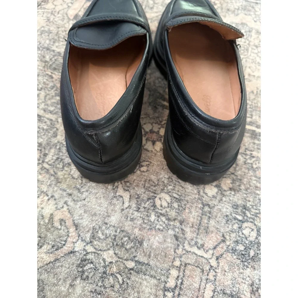 Madewell Bradley Lugsole Loafer Black Leather Penny Loafers Size 8